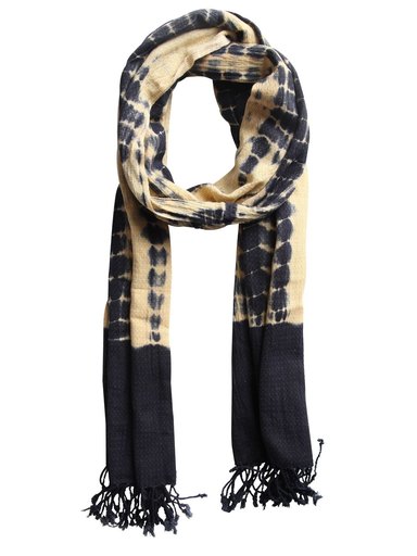 Femella Women Yellow & Navy Blue Scarf
